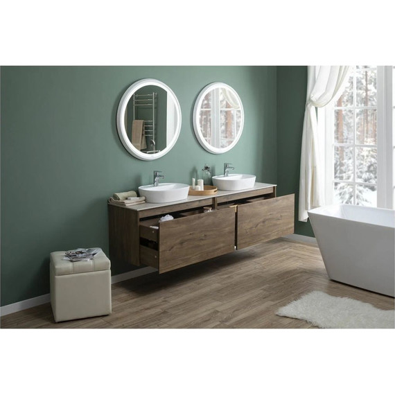 Тумба подвесная со столешницей Aquanet Nova Lite 100 см 249520 (1 ящик) дуб рустикальный, Цвет фасада: тёмное дерево - фото 12