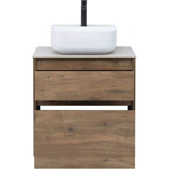 Тумба подвесная со столешницей Aquanet Nova Lite 60 см 249512 (2 ящика) дуб рустикальный, Цвет фасада: тёмное дерево - фото 5