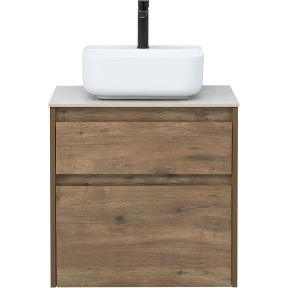 Тумба подвесная со столешницей Aquanet Nova Lite 60 см 249512 (2 ящика) дуб рустикальный, Цвет фасада: тёмное дерево - фото 7