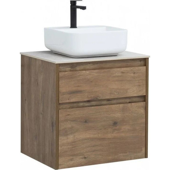 Тумба подвесная со столешницей Aquanet Nova Lite 60 см 249512 (2 ящика) дуб рустикальный, Цвет фасада: тёмное дерево - фото 8