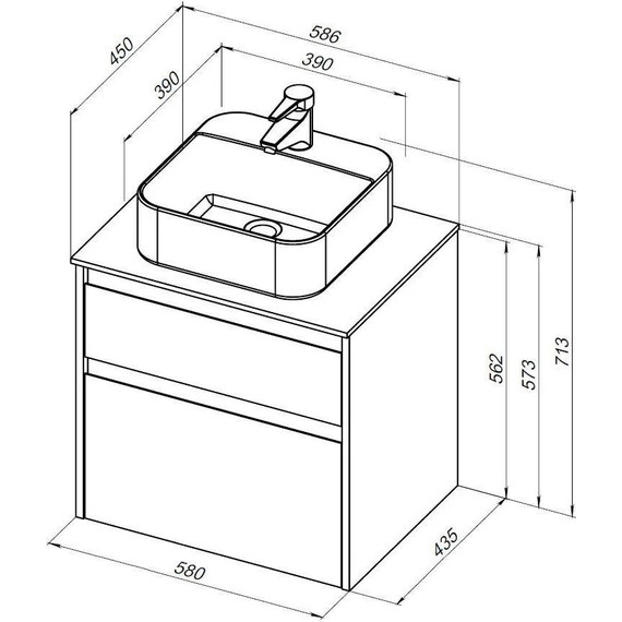 Тумба подвесная со столешницей Aquanet Nova Lite 60 см 249512 (2 ящика) дуб рустикальный, Цвет фасада: тёмное дерево - фото 9