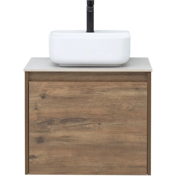 Тумба подвесная со столешницей Aquanet Nova Lite 60 см 249511 (1 ящик) дуб рустикальный, Цвет фасада: тёмное дерево - фото 5