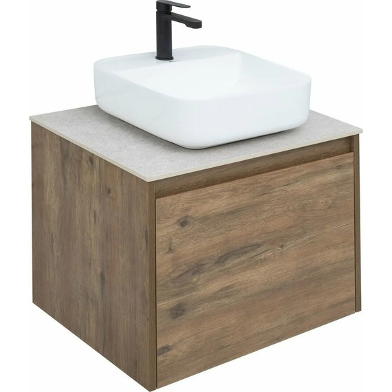 Тумба подвесная со столешницей Aquanet Nova Lite 60 см 249511 (1 ящик) дуб рустикальный, Цвет фасада: тёмное дерево - фото 8