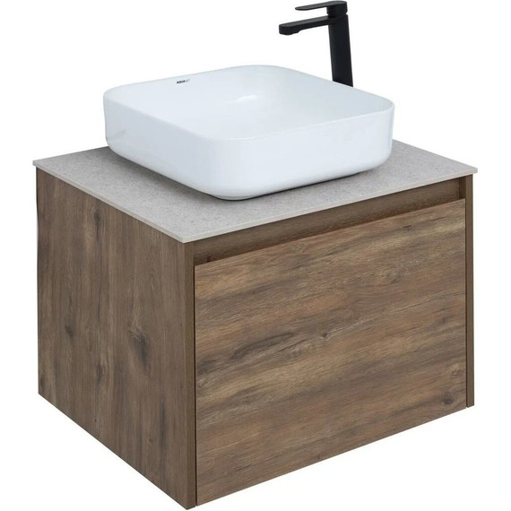 Тумба подвесная со столешницей Aquanet Nova Lite 60 см 249511 (1 ящик) дуб рустикальный, Цвет фасада: тёмное дерево - фото 10