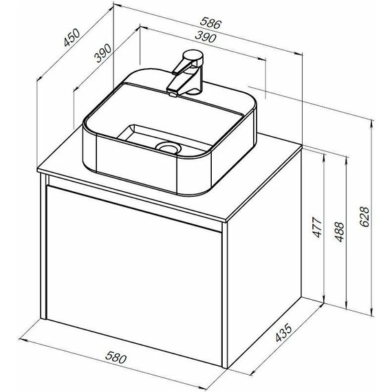 Тумба подвесная со столешницей Aquanet Nova Lite 60 см 249511 (1 ящик) дуб рустикальный, Цвет фасада: тёмное дерево - фото 12