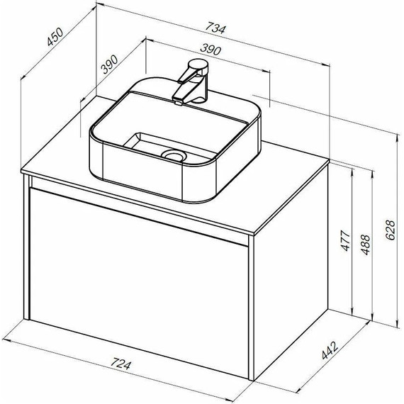 Тумба подвесная со столешницей Aquanet Nova Lite 75 см 242274 (1 ящик) дуб рошелье, Цвет фасада: дуб рошелье - фото 9