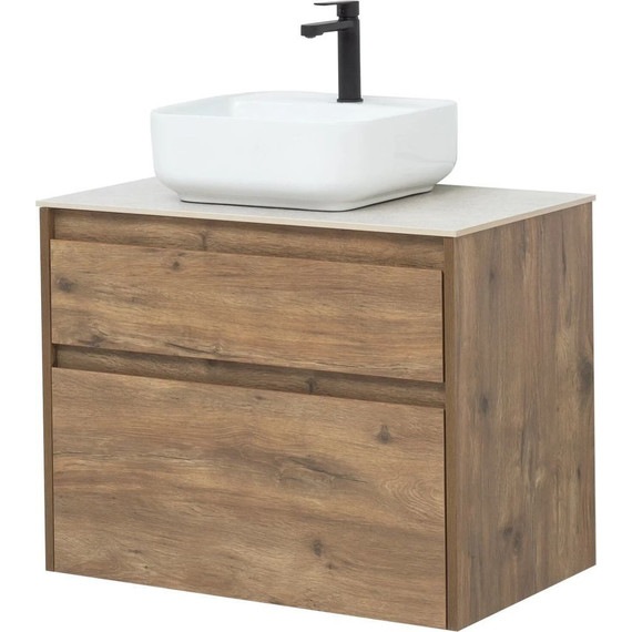 Тумба подвесная со столешницей Aquanet Nova Lite 75 см 249515 (2 ящика) дуб рустикальный, Цвет фасада: тёмное дерево - фото 6