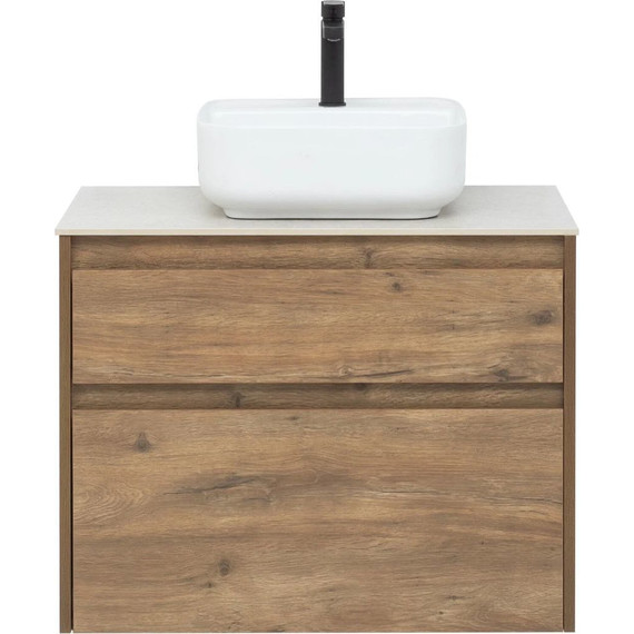 Тумба подвесная со столешницей Aquanet Nova Lite 75 см 249515 (2 ящика) дуб рустикальный, Цвет фасада: тёмное дерево - фото 7