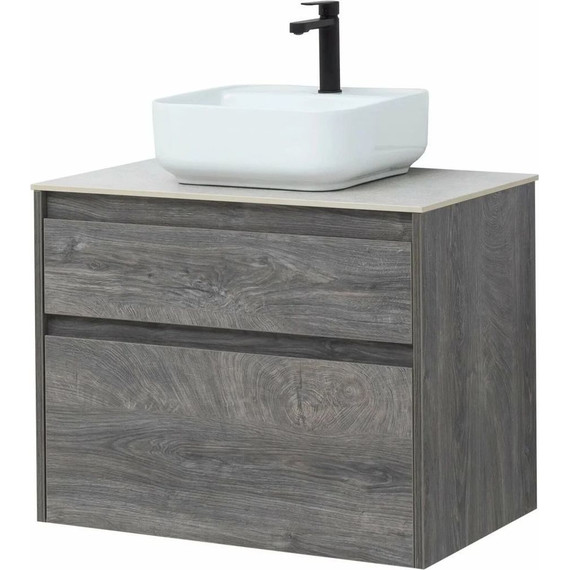 Тумба подвесная со столешницей Aquanet Nova Lite 75 см 242273 (2 ящика) дуб рошелье, Цвет фасада: дуб рошелье - фото 6