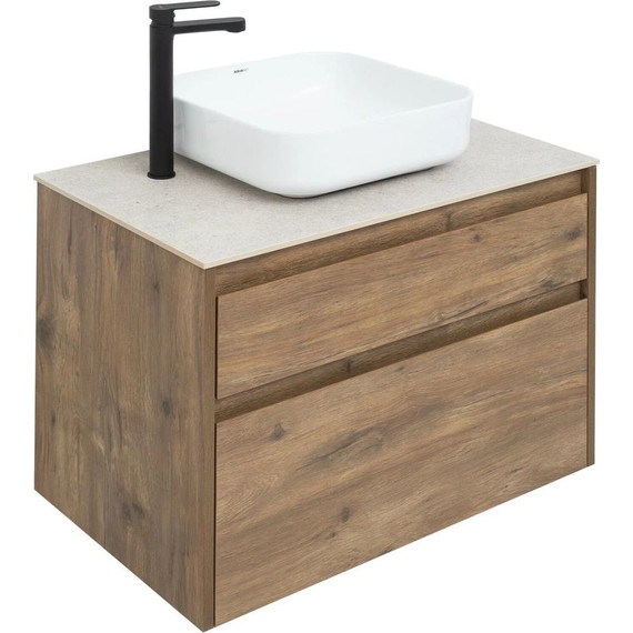 Тумба подвесная со столешницей Aquanet Nova Lite 75 см 249515 (2 ящика) дуб рустикальный, Цвет фасада: тёмное дерево - фото 9