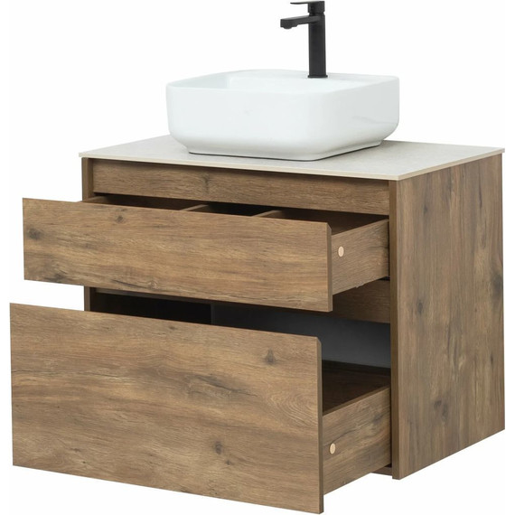 Тумба подвесная со столешницей Aquanet Nova Lite 75 см 249515 (2 ящика) дуб рустикальный, Цвет фасада: тёмное дерево - фото 10