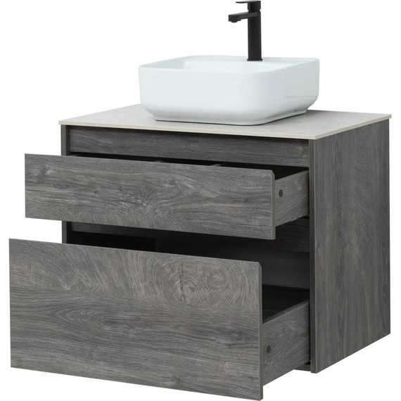 Тумба подвесная со столешницей Aquanet Nova Lite 75 см 242273 (2 ящика) дуб рошелье, Цвет фасада: дуб рошелье - фото 8