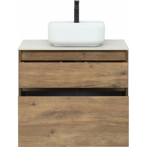 Тумба подвесная со столешницей Aquanet Nova Lite 75 см 249515 (2 ящика) дуб рустикальный, Цвет фасада: тёмное дерево - фото 11