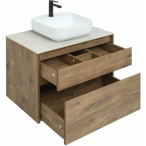 Тумба подвесная со столешницей Aquanet Nova Lite 75 см 249515 (2 ящика) дуб рустикальный, Цвет фасада: тёмное дерево - фото 12