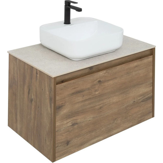 Тумба подвесная со столешницей Aquanet Nova Lite 75 см 249514 (1 ящик) дуб рустикальный, Цвет фасада: тёмное дерево - фото 5