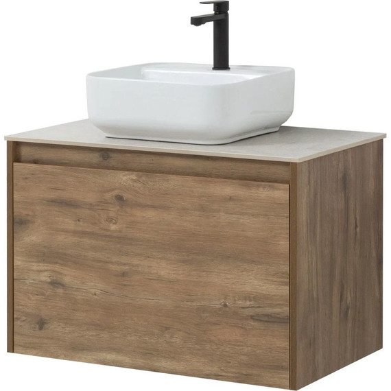 Тумба подвесная со столешницей Aquanet Nova Lite 75 см 249514 (1 ящик) дуб рустикальный, Цвет фасада: тёмное дерево - фото 6