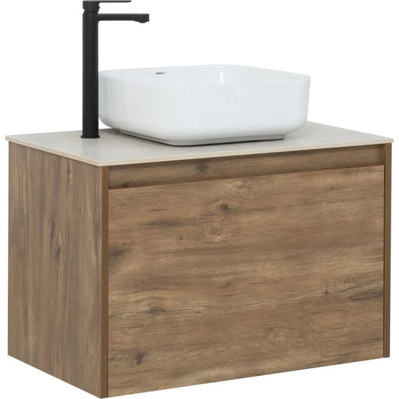 Тумба подвесная со столешницей Aquanet Nova Lite 75 см 249514 (1 ящик) дуб рустикальный, Цвет фасада: тёмное дерево - фото 7