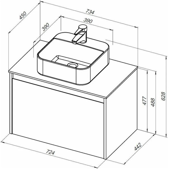 Тумба подвесная со столешницей Aquanet Nova Lite 75 см 249514 (1 ящик) дуб рустикальный, Цвет фасада: тёмное дерево - фото 10
