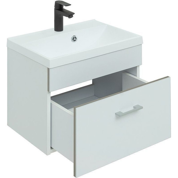 Тумба подвесная с раковиной Aquanet Верона 50 см 272425 (раковина Нота 50) белый матовый - фото 3