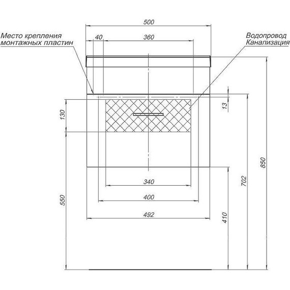 Тумба подвесная с раковиной Aquanet Верона 50 см 272425 (раковина Нота 50) белый матовый - фото 5