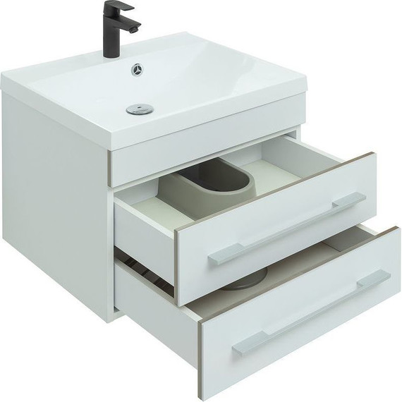 Тумба подвесная с раковиной Aquanet Верона 58 см 272423 (раковина Нота 58) белый матовый - фото 3