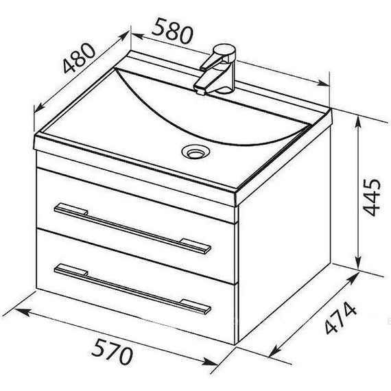 Тумба подвесная с раковиной Aquanet Верона 58 см 272423 (раковина Нота 58) белый матовый - фото 4