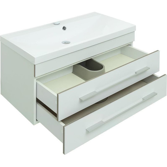 Тумба подвесная с раковиной Aquanet Верона 90 см 272424 (раковина Нота 90) белый матовый - фото 3