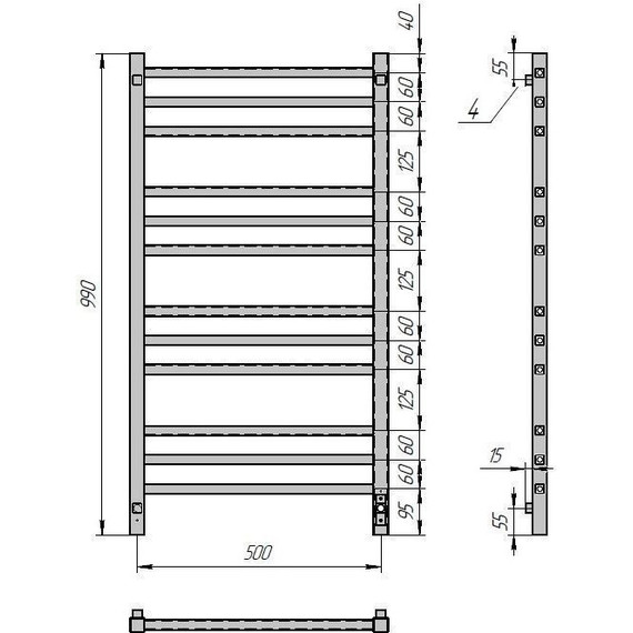 Полотенцесушитель электрический Grois Alex GR-104 П12 500x1000 мм, белый - фото 2