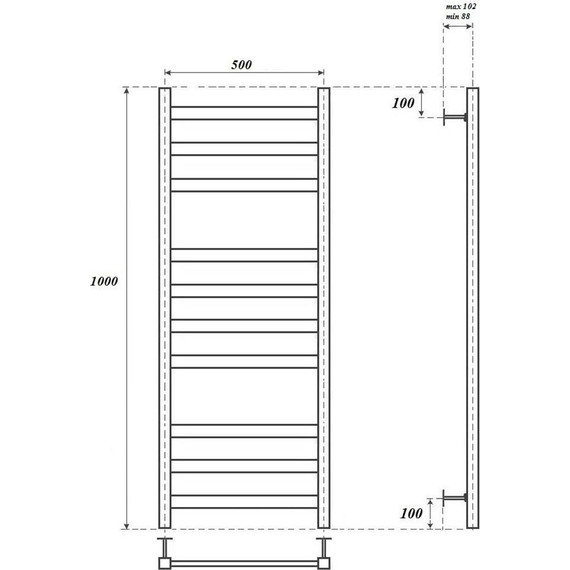 Полотенцесушитель водяной Point Меркурий П10 500x1000 мм PN83150B, чёрный - фото 3