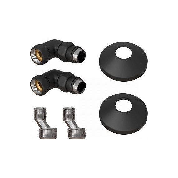 Комплект углов Point для полотенцесушителя круглый 3/4х1/2 PN93412B, чёрный - фото 