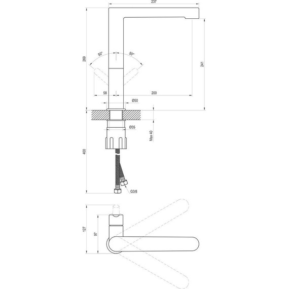 Смеситель для кухни Ravak Puri X070183, чёрный матовый - фото 3