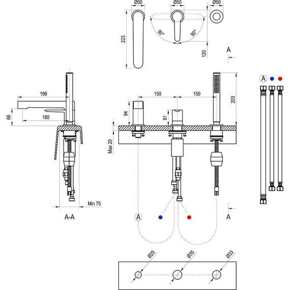 Смеситель для ванны Ravak Puri X070186, чёрный матовый - фото 4
