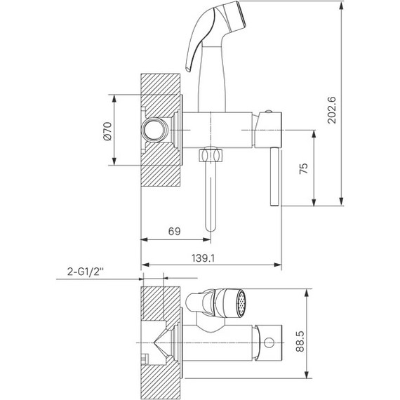 Набор для гигиенического душа Milardo Tidy 001WTR0M08, белый матовый - фото 3