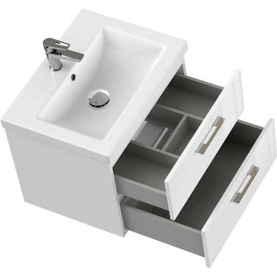 Тумба подвесная с раковиной Cersanit Lara 60 см 64133, 2 ящика, белый - фото, картинка 9 Тумба подвесная с раковиной Cersanit Lara 60 см 64133, 2 ящика, белый - фото 9