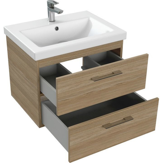 Тумба подвесная с раковиной Cersanit Lara 60 см 64134, орех - фото 7