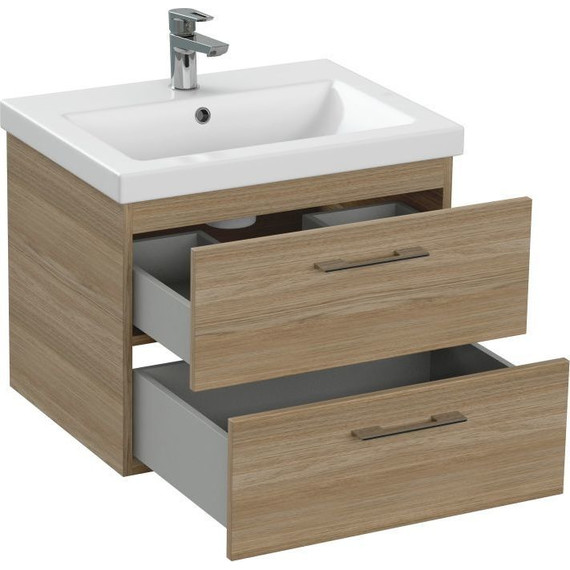 Тумба подвесная с раковиной Cersanit Lara 60 см 64134, орех - фото 9