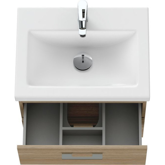 Тумба подвесная с раковиной Cersanit Lara 60 см 64134, орех - фото 11