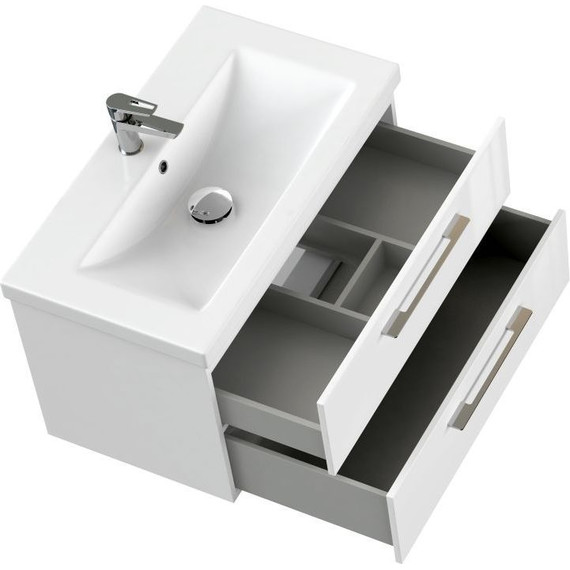 Тумба подвесная с раковиной Cersanit Lara 80 см 64137, 2 ящика, белый - фото, картинка 8 Тумба подвесная с раковиной Cersanit Lara 80 см 64137, 2 ящика, белый - фото 8