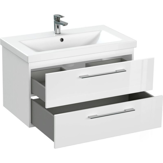 Тумба подвесная с раковиной Cersanit Lara 80 см 64137, 2 ящика, белый - фото, картинка 9 Тумба подвесная с раковиной Cersanit Lara 80 см 64137, 2 ящика, белый - фото 9