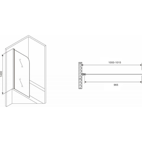Шторка для ванны Abber Ewiges Wasser 100 см AG52100, хром/прозрачное - фото 2
