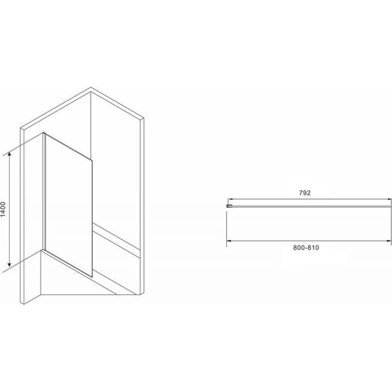 Шторка для ванны Abber Immer Offen 80 см AG71080B, черный/прозрачное - фото 2