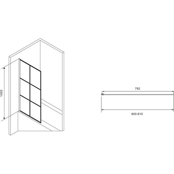 Шторка для ванны Abber Immer Offen 80 см AG72080B, черный/прозрачное - фото 2