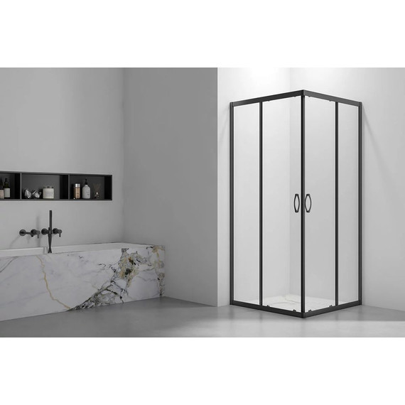 Душевое ограждение Veconi Rovigo 90x90 см RV101B-90-01-C4, чёрный/прозрачное - фото, картинка 3 Душевое ограждение Veconi Rovigo 90x90 см RV101B-90-01-C4, чёрный/прозрачное - фото 3