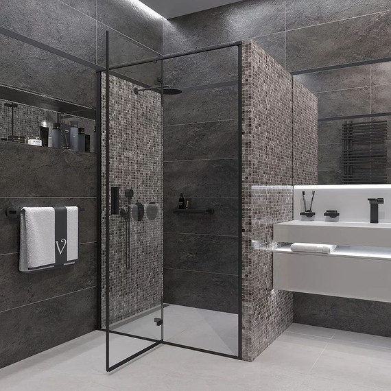 Душевая дверь Veconi Vianno 120 см VN73B-120-01-C4, чёрный/прозрачное - фото 3