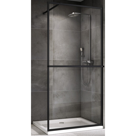Душевая перегородка Abber Immer Offen 100 см AG60100B8 (стекло 8 мм), черный/прозрачное - фото 