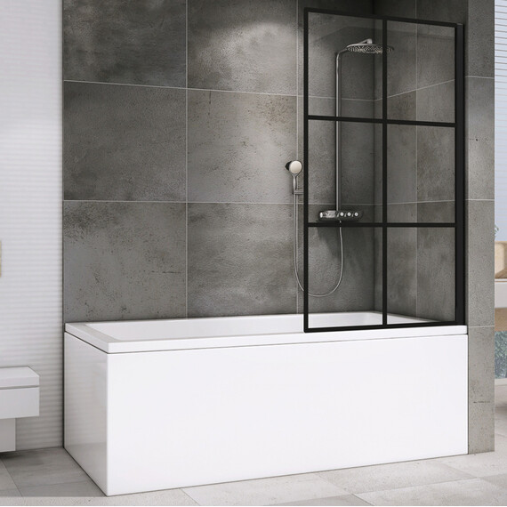 Шторка для ванны Abber Immer Offen 100 см AG72100B, черный/прозрачное - фото 