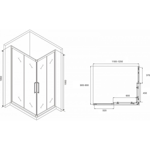 Душевое ограждение Abber Schwarzer Diamant 120х90 см AG02129H, хром/прозрачное - фото 6