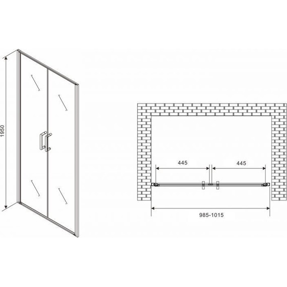 Душевая дверь Abber Sonnenstrand 100 см AG04100C, хром/прозрачное - фото 4