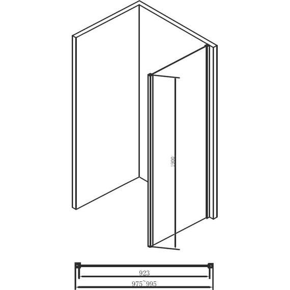 Боковая стенка Abber Schwarzer Diamant 100 см AG100BS, черный/прозрачное - фото 4