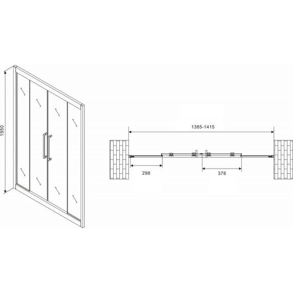 Душевая дверь Abber Schwarzer Diamant 140 см AG33140BH, черный/прозрачное - фото 5